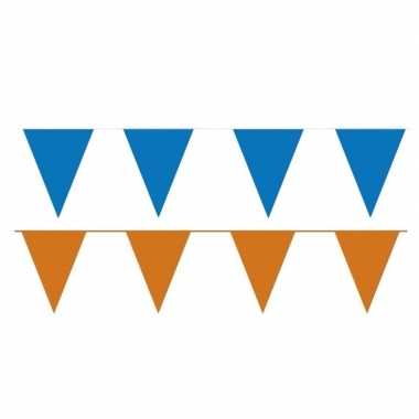 Oranje/blauwe feest punt vlaggetjes outfitket meter