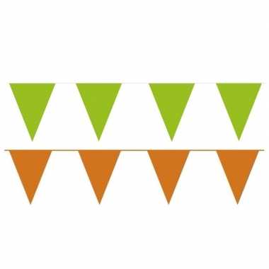 Oranje/groene feest punt vlaggetjes outfitket meter