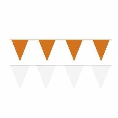 Witte/oranje feest punt vlaggetjes outfitket meter