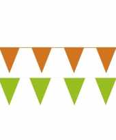 Oranje groene feest punt vlaggetjes outfitket meter 10113623