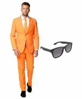Oranje heren outfit maat xxl gratis zonnebril