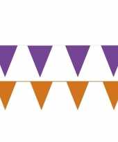 Oranje paarse feest punt vlaggetjes outfitket meter 10113704