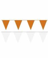 Witte oranje feest punt vlaggetjes outfitket meter 10113682